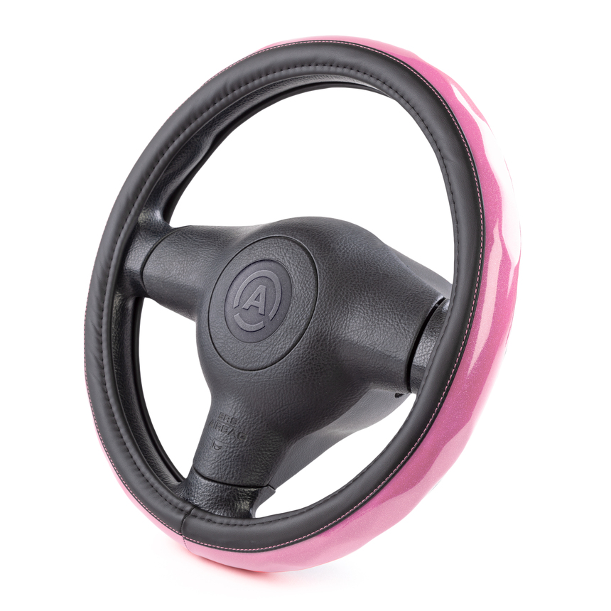 Оплётка руля AUTOPROFI из экокожи AP-1933 BK/PINK (M)