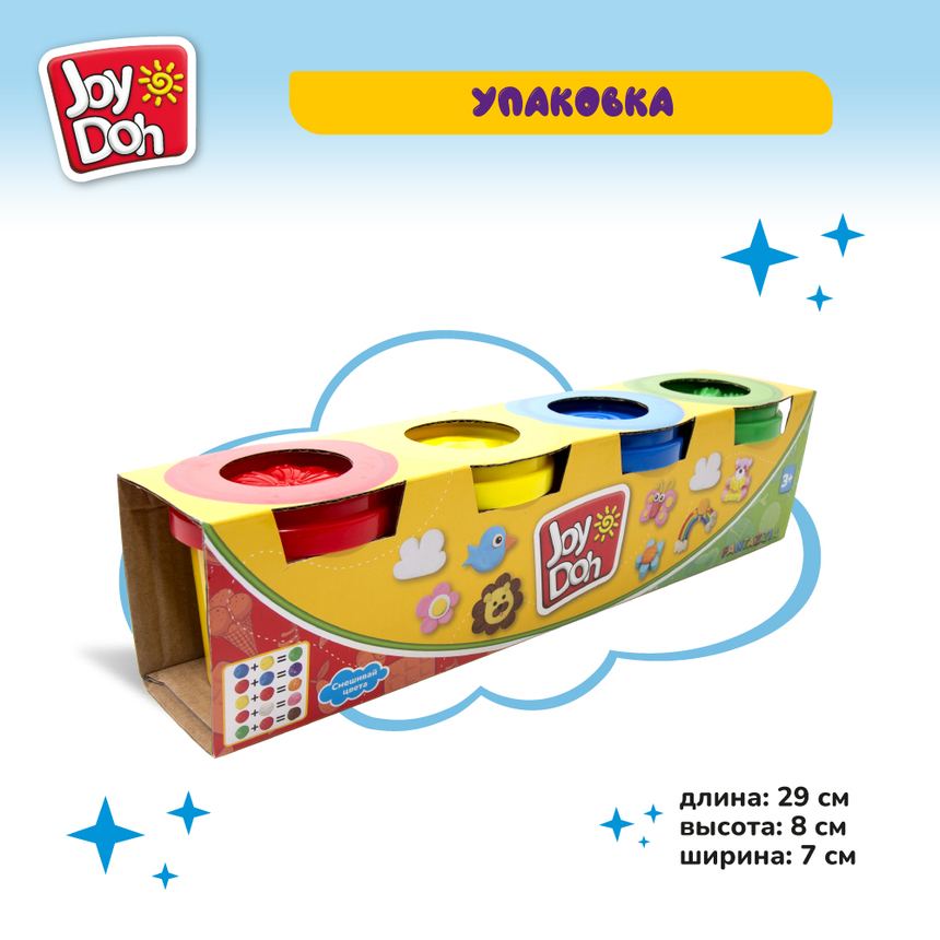 Масса для лепки Joy Doh, набор из 4 баночек с тестом, (4 х 112 г.) POT-04/112