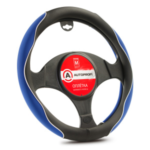Оплётка руля AUTOPROFI софттач, синтетический нубук AP-2021 BK/BL (M)