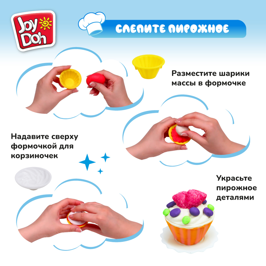 Масса для лепки Joy-Doh, набор ЛЮБИМЫЕ ПИРОЖНЫЕ KEKS-168 pot