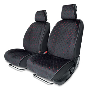 Накидки на передние сиденья автомобиля "Autoprofi", алькантара ALC-0410 BK/RD