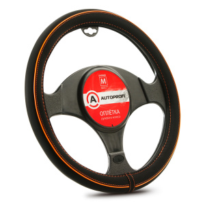 Оплётка руля AUTOPROFI, синтетический нубук AP-2020 BK/ORANGE (S)