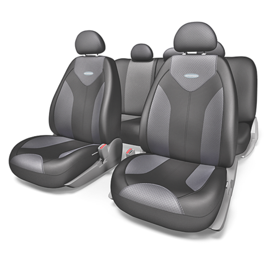 Чехлы на сиденья универсальные экокожа MATRIX MTX-1105G BK/D.GY (S)