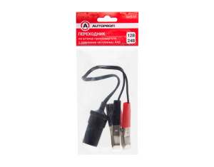 Переходник на штекер прикуривателя с зажимами на клеммы АКБ AKB-01