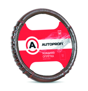 Кожаная оплётка руля AUTOPROFI AP-770 BR (M)