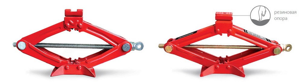 Ромбические винтовые домкраты с обычной опорой и резиновой опорой